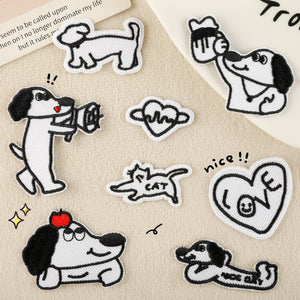 Black and White Animal Embroidered Patch