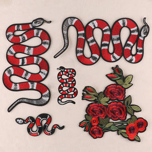 Rose Snake Embroidered Patch