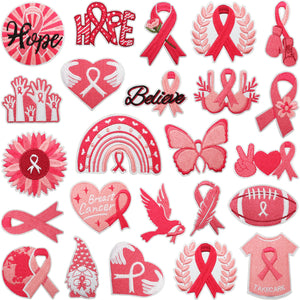Pink Ribbon Embroidered Patch