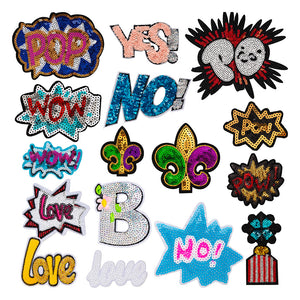 WOW YES NO Sequin Patch