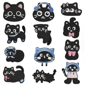 Self-Adhesive Black and White Cat Patch