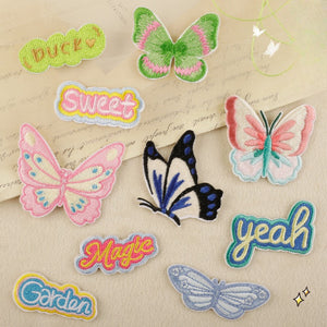 Self-Adhesive Butterfly Letter Embroidered Patch