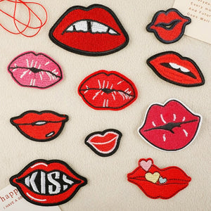 Red Lip Embroidered Patch