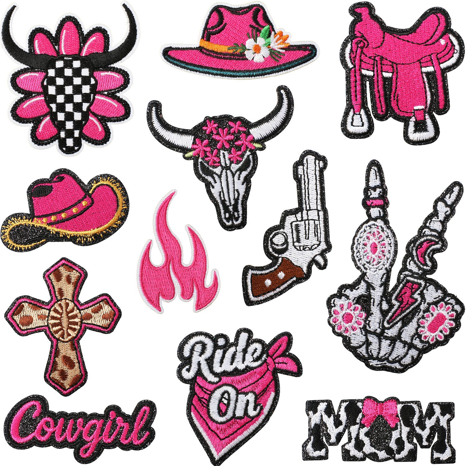 Pink Flame Cowboy Patch