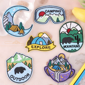 Camping Glasses Embroidered Patch