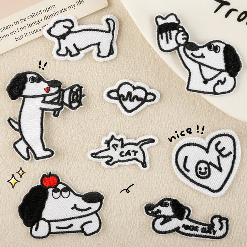 Black and White Animal Embroidered Patch