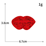 Sequin Red Lip Embroidered Patch