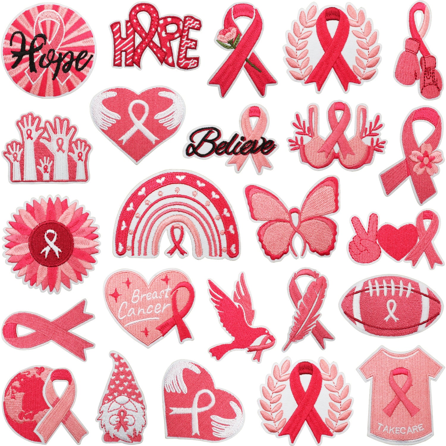 Pink Ribbon Embroidered Patch