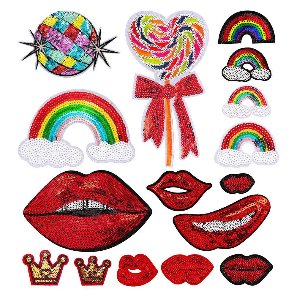 Sequin Red Lip Embroidered Patch