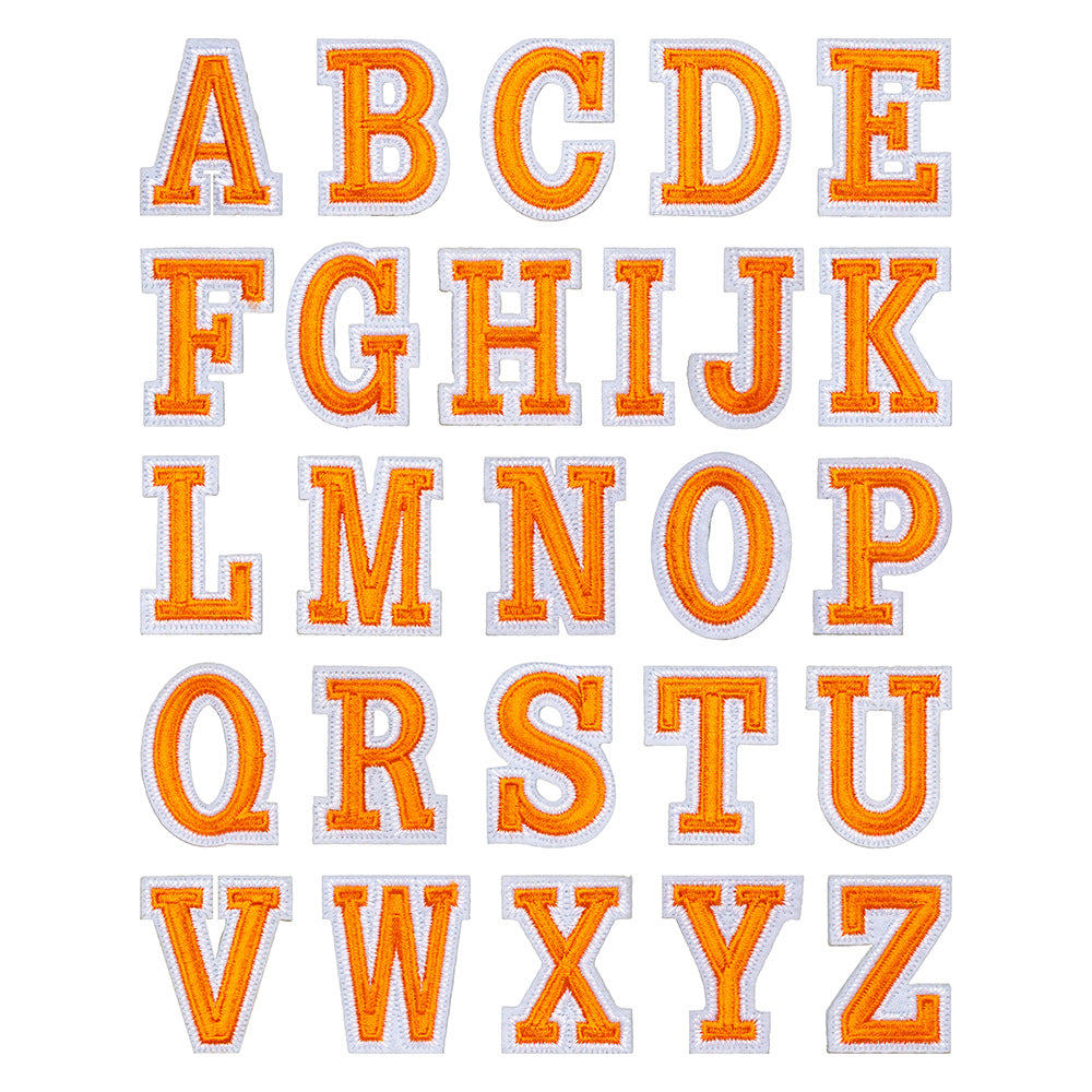 Orange Letter Embroidered Patch