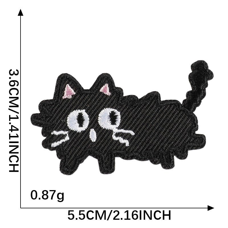 Self-Adhesive Black and White Cat Patch
