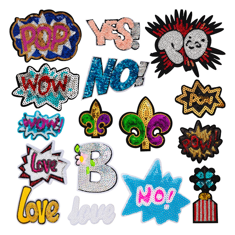 WOW YES NO Sequin Patch