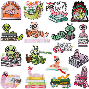 Bookworm Embroidered Patch
