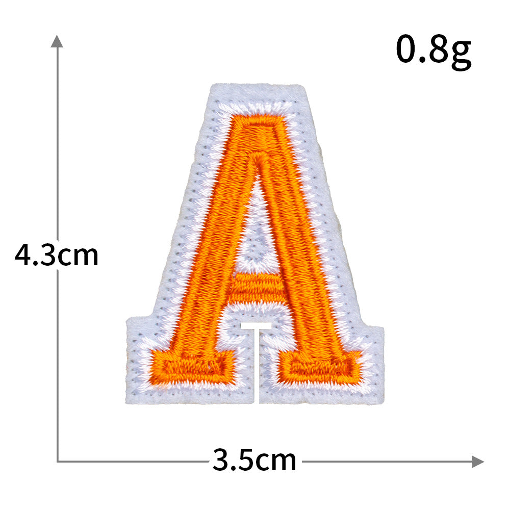 Orange Letter Embroidered Patch