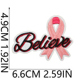 Pink Ribbon Embroidered Patch