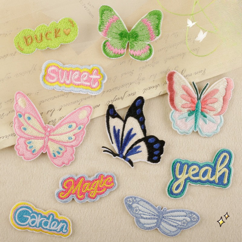 Self-Adhesive Butterfly Letter Embroidered Patch