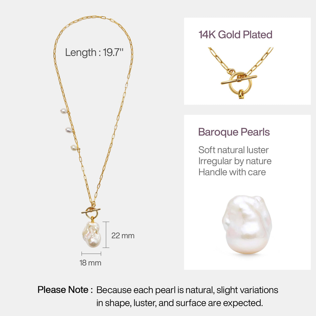 Breaking Dawn Baroque Pearl Pendant Necklace