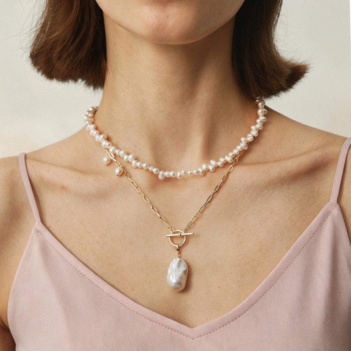 Breaking Dawn Baroque Pearl Pendant Necklace
