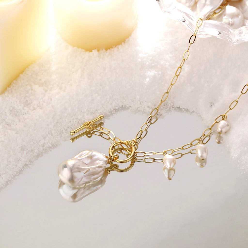 Breaking Dawn Baroque Pearl Pendant Necklace