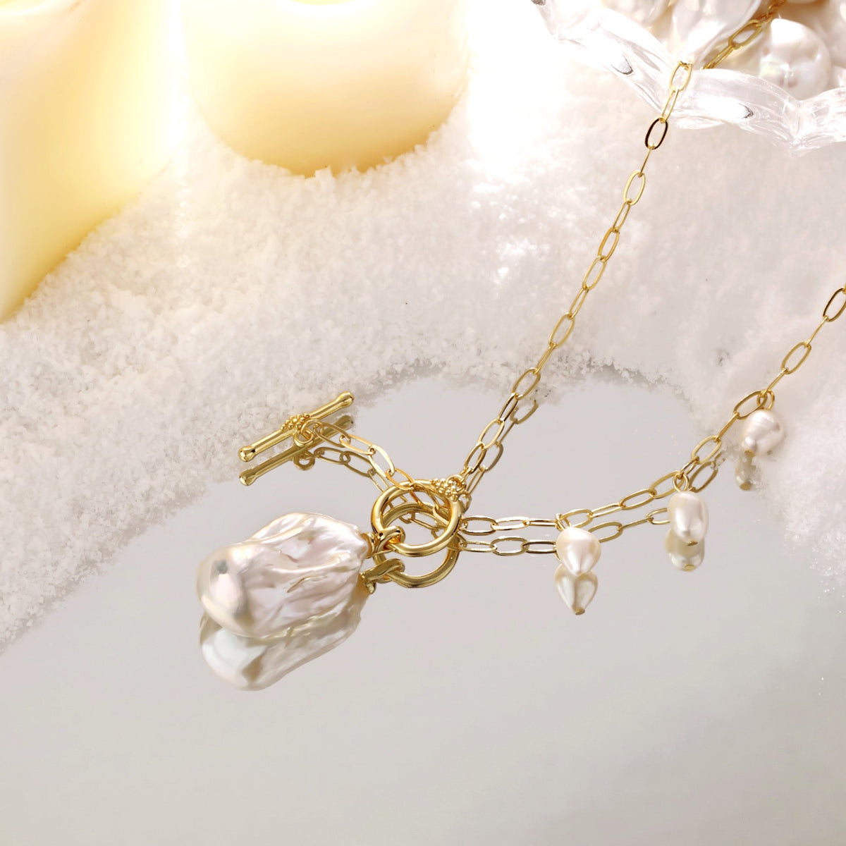Breaking Dawn Baroque Pearl Pendant Necklace
