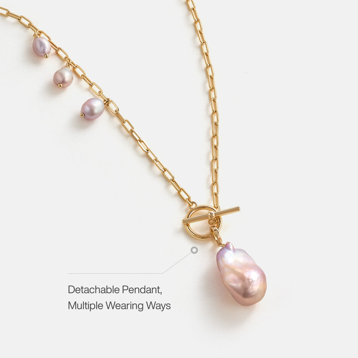 Breaking Dawn Purple Baroque Pearl Pendant Necklace