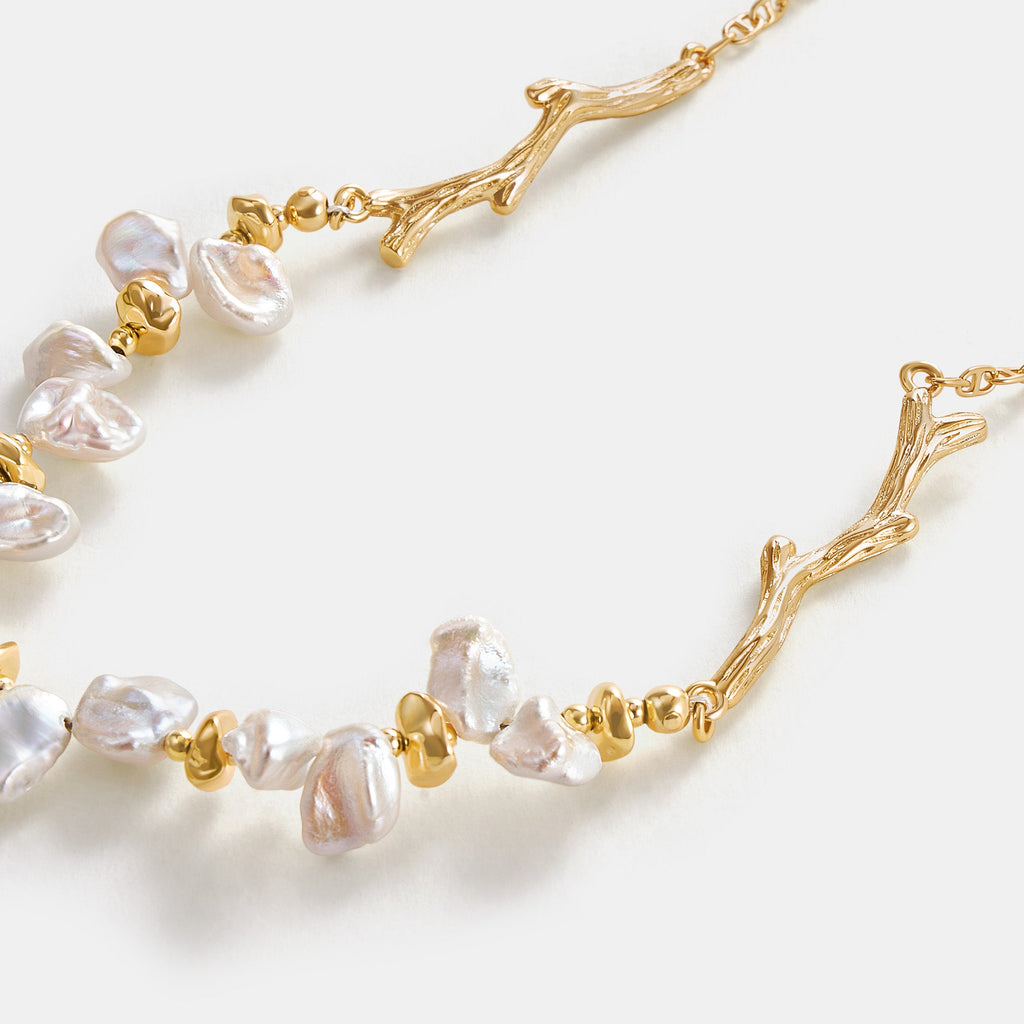 Floriography Keshi Pearl Branch Necklace