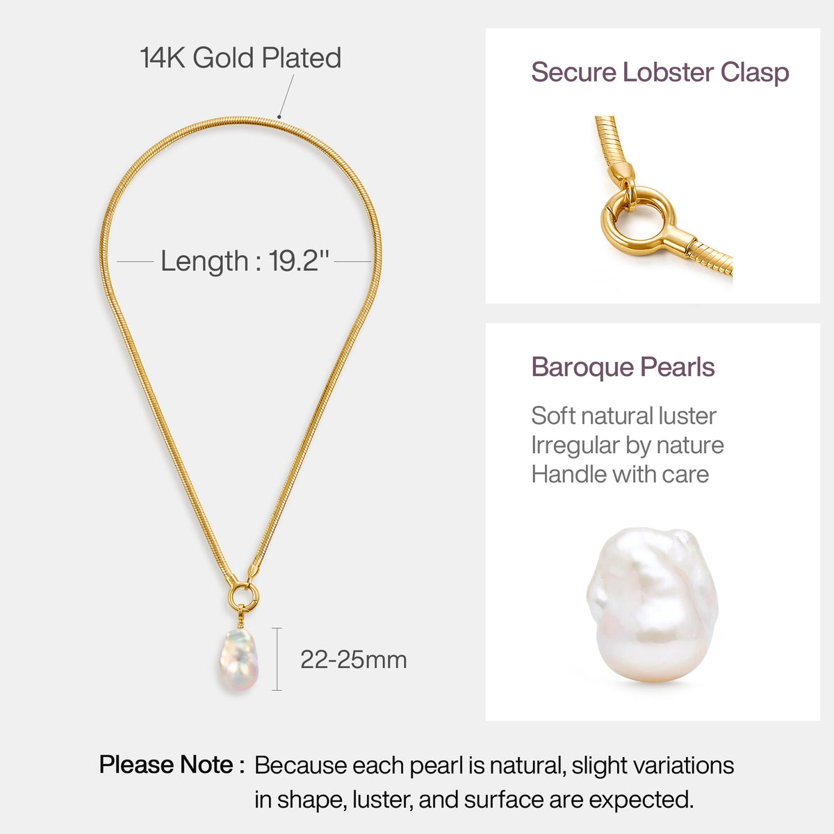 Large Baroque Pearl Pendant Necklace
