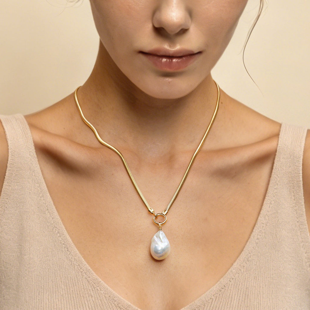 Large Baroque Pearl Pendant Necklace