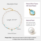 Raw Blue Topaz Pearl Necklace