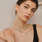 Raw Blue Topaz Pearl Necklace