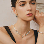 Raw Blue Topaz Pearl Necklace