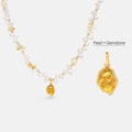 Raw Citrine Pearl Necklace