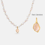 Raw Rose Quartz Pearl Necklace