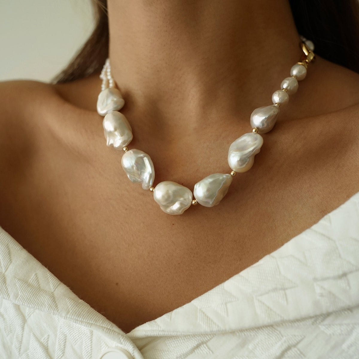 Sea Foam Baroque Pearl Necklace
