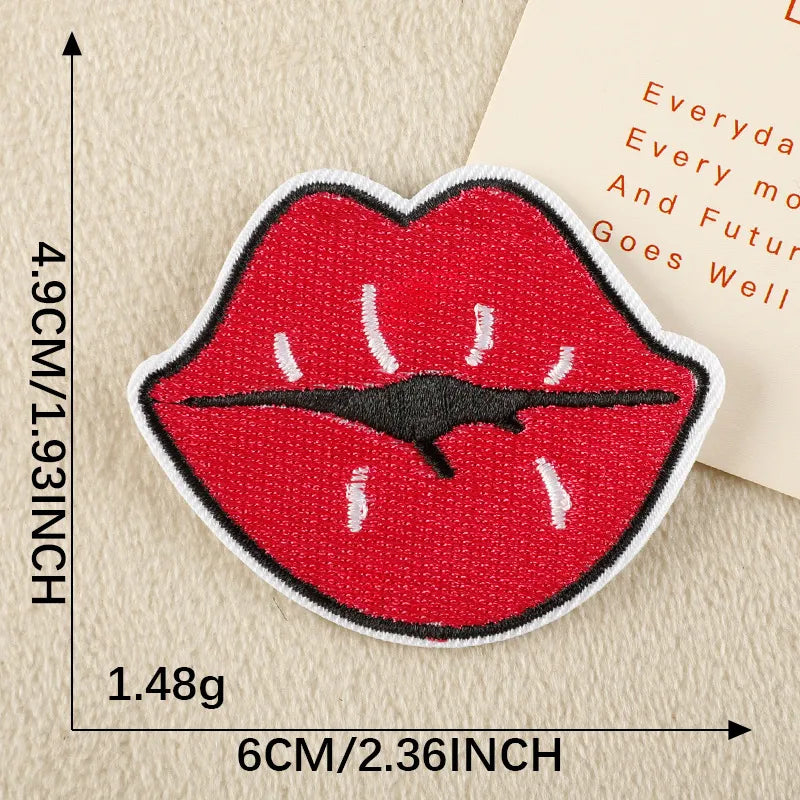 Red Lip Embroidered Patch
