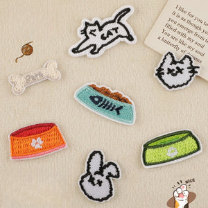Cat Bowl Embroidered Patch