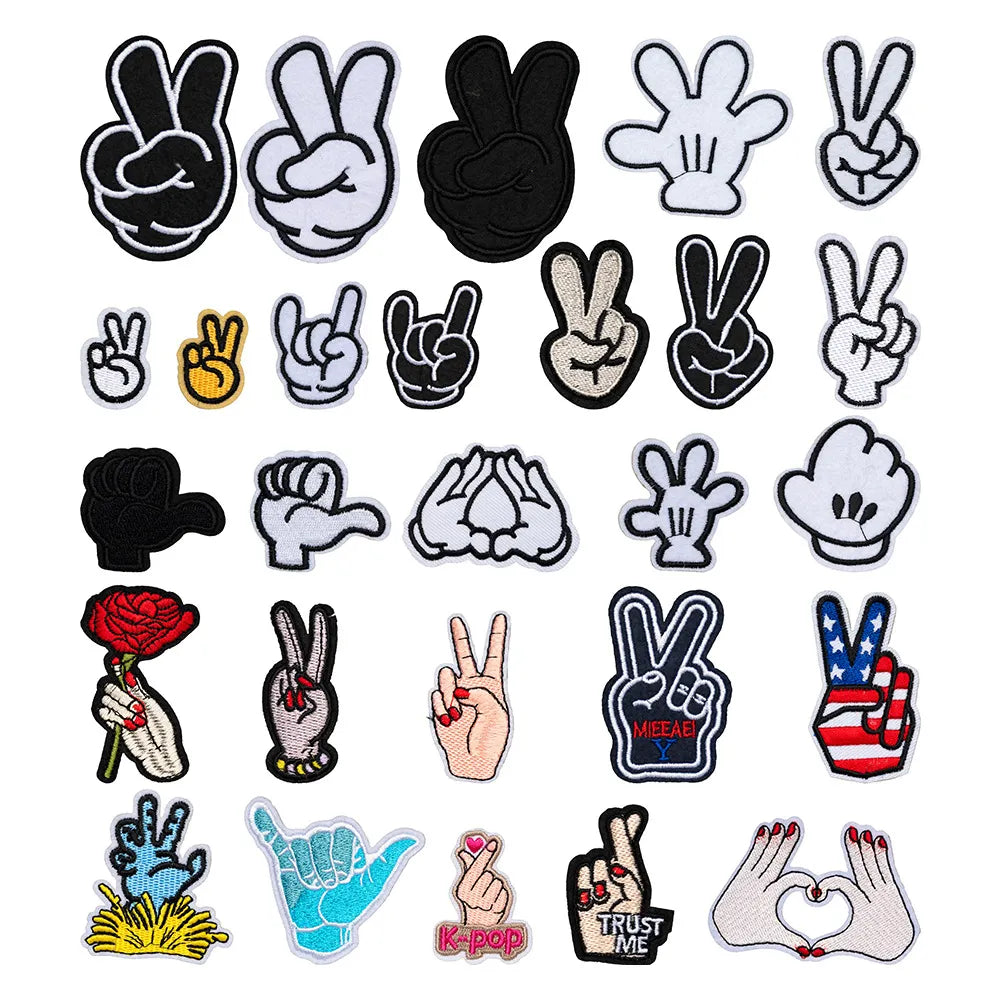 Hand Gesture Embroidered Patch