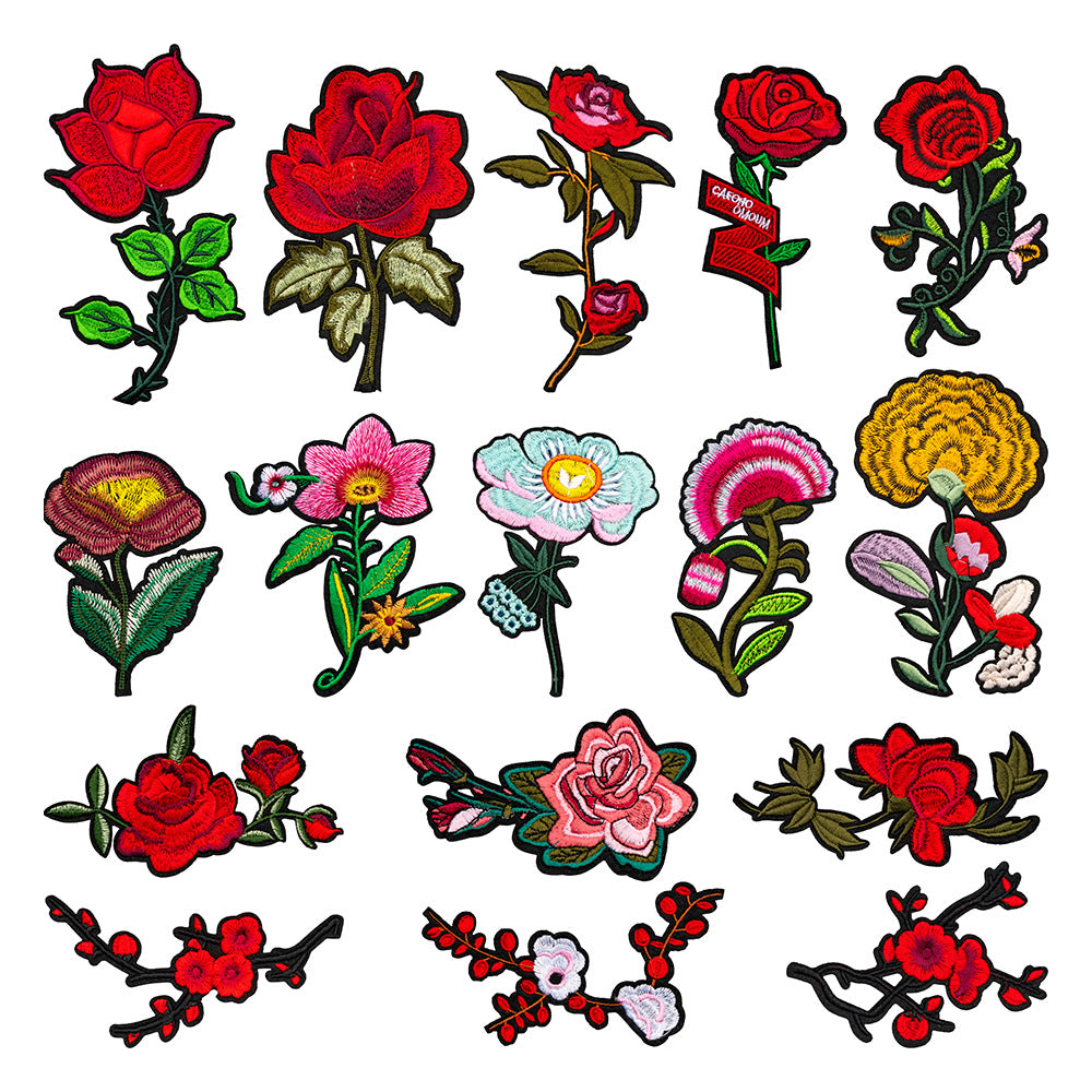 Rose Plum Blossom Embroidered Patch