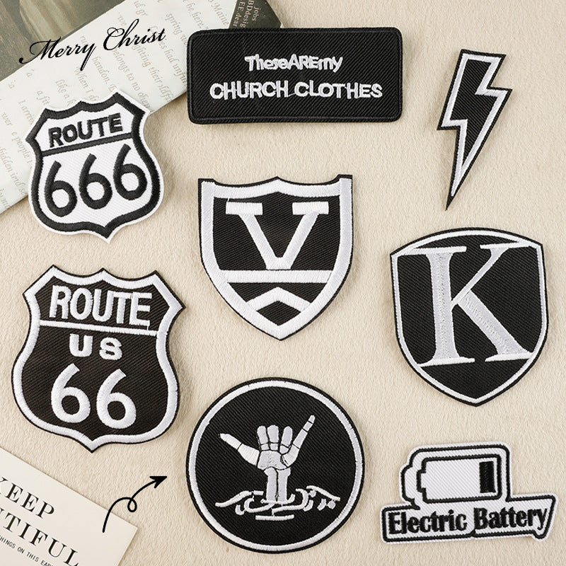 Black and White Embroidered Patch