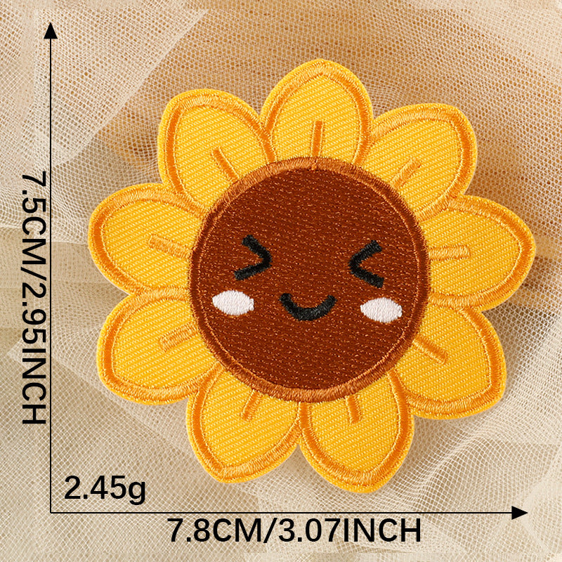 Smiley Sunflower Embroidered Patch