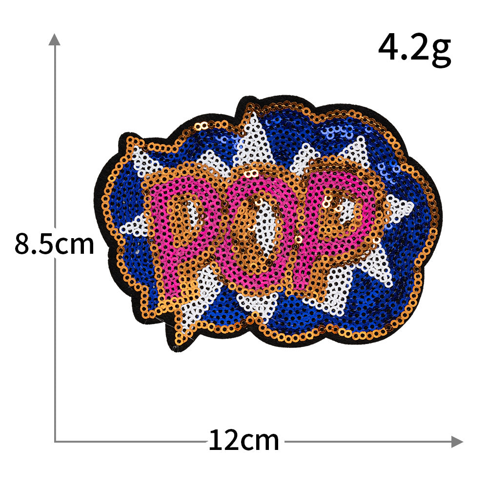 WOW YES NO Sequin Patch