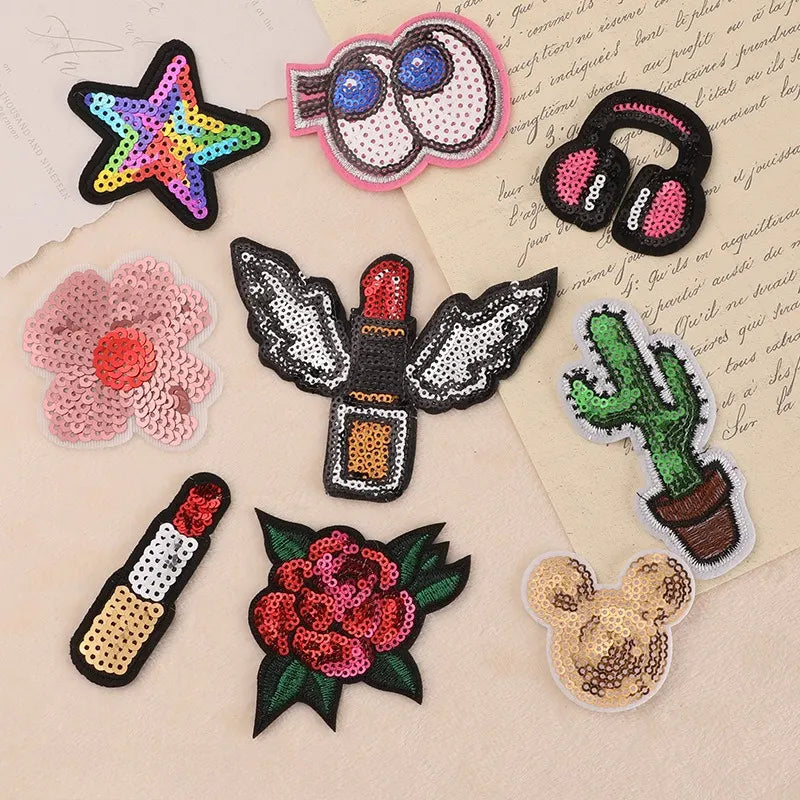 Sequin Rose Embroidered Patch