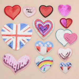 Sequin Heart Embroidered Patch