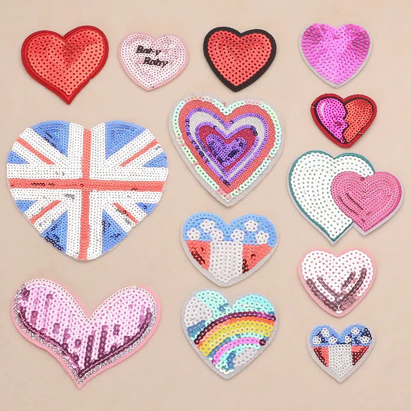 Sequin Heart Embroidered Patch