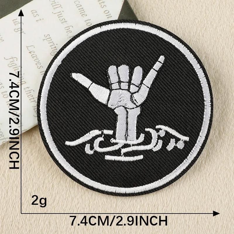 Black and White Embroidered Patch